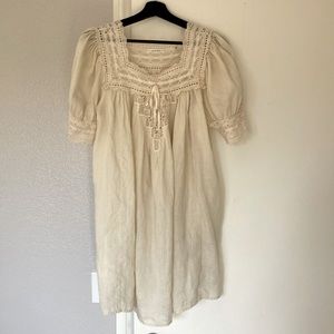 DOEN flowey dress or nightgown. Cream. Medium. Lace details. Short. Some stains